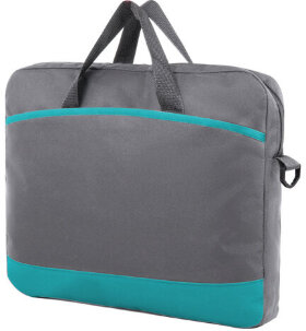 Сумка для документов STAFF &quot;Manager&quot; на молнии с карманом, полиэстер, серо-бирюзовая, 37х32х5 см, 270837