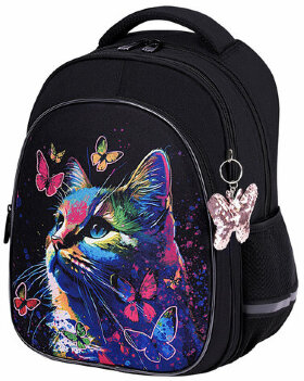 Рюкзак BRAUBERG OPTIMA, 2 отделения, с брелоком, &quot;Butterfly catcher&quot;, СВЕТЯЩИЙСЯ, 36х27х18 см, 272097