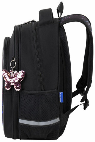 Рюкзак BRAUBERG OPTIMA, 2 отделения, с брелоком, "Butterfly catcher", СВЕТЯЩИЙСЯ, 36х27х18 см, 272097