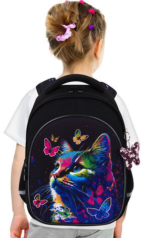 Рюкзак BRAUBERG OPTIMA, 2 отделения, с брелоком, "Butterfly catcher", СВЕТЯЩИЙСЯ, 36х27х18 см, 272097