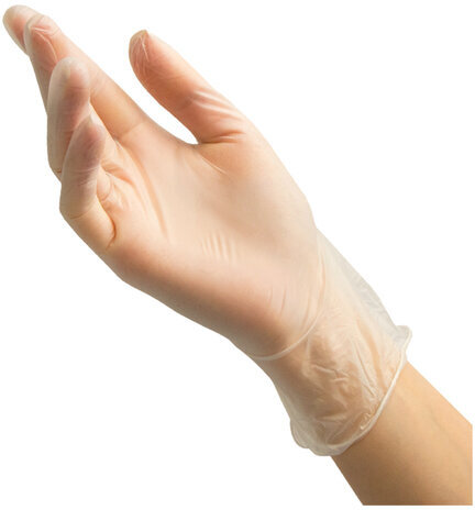 Перчатки одноразовые виниловые BENOVY 50 пар (100 шт.), размер M (средний), прозрачные, -