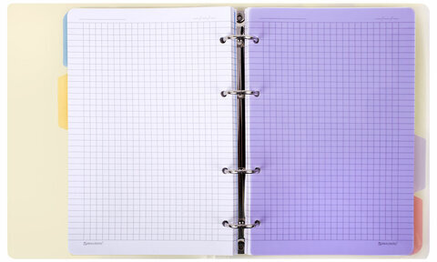 Тетрадь на кольцах А5 175х220 мм, 120 л., пластик, с резинкой и разделителями, BRAUBERG, Желтый, 404631