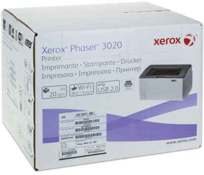 Принтер лазерный XEROX Phaser 3020BI А4, 20 стр./мин., 15000 стр./мес., Wi-Fi, 3020V_BI