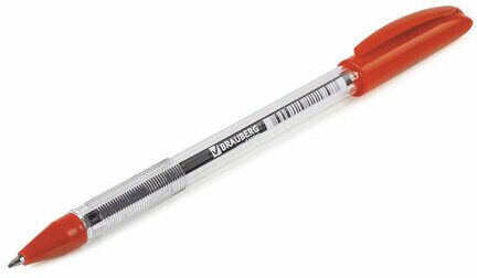 Ручка шариковая масляная BRAUBERG "Rite-Oil", КРАСНАЯ, корпус прозрачный, узел 0,7 мм, линия письма 0,35 мм, 142148