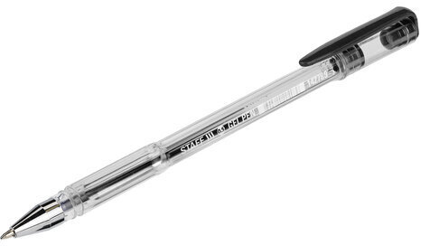 Ручка гелевая STAFF "Basic" GP-789, ЧЕРНАЯ, корпус прозрачный, хромированные детали, узел 0,5 мм, 142789