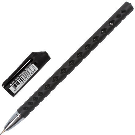 Ручка шариковая масляная BRAUBERG "Orient", ЧЕРНАЯ, корпус черный, игольчатый узел 0,7 мм, линия письма 0,35 мм, 143000