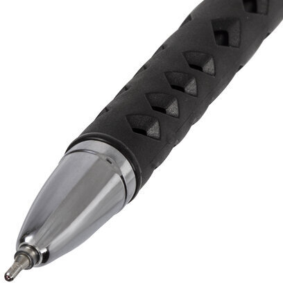 Ручка шариковая масляная BRAUBERG "Orient", ЧЕРНАЯ, корпус черный, игольчатый узел 0,7 мм, линия письма 0,35 мм, 143000