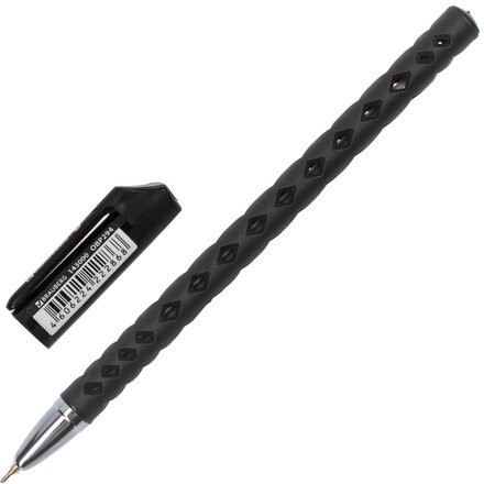 Ручка шариковая масляная BRAUBERG "Orient", ЧЕРНАЯ, корпус черный, игольчатый узел 0,7 мм, линия письма 0,35 мм, 143000