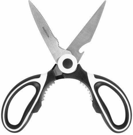 Ножницы кухонные DASWERK, 210 мм, с орехоколом, открывашкой, футляром для лезвий, 608904