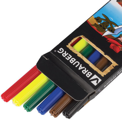 Фломастеры BRAUBERG "Корсары", 6 цветов, вентилируемый колпачок, картонная упаковка с золотистым тиснением, 150563