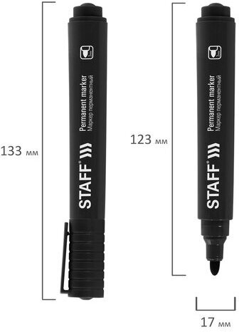 Маркер перманентный STAFF "Basic Budget PM-125", ЧЕРНЫЙ, круглый наконечник 3 мм, 152174