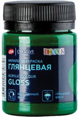 Краска акриловая глянцевая &quot;Декола&quot;, банка 50 мл, зеленая средняя, 2928722