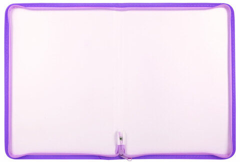 Папка объемная на молнии пластиковая BRAUBERG PASTEL, А4, 330х240 мм, 600 мкм, цвет лиловый, 271971