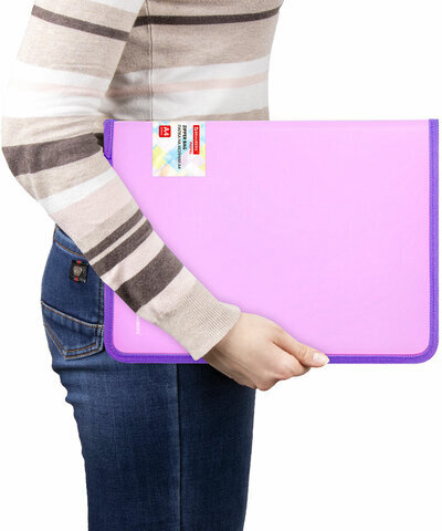 Папка объемная на молнии пластиковая BRAUBERG PASTEL, А4, 330х240 мм, 600 мкм, цвет лиловый, 271971