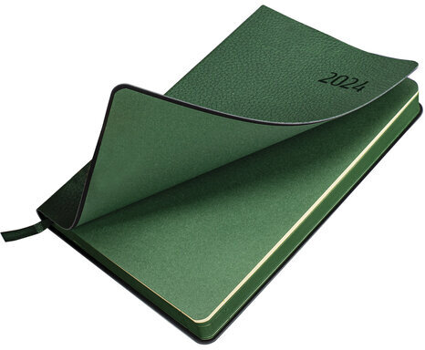 Ежедневник датированный 2024 А5 138x213 мм BRAUBERG "Stylish", под кожу, гибкий, зеленый, 114896