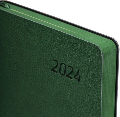 Ежедневник датированный 2024 А5 138x213 мм BRAUBERG "Stylish", под кожу, гибкий, зеленый, 114896