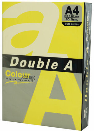 Бумага цветная DOUBLE A, А4, 80 г/м2, 500 л., интенсив, желтая