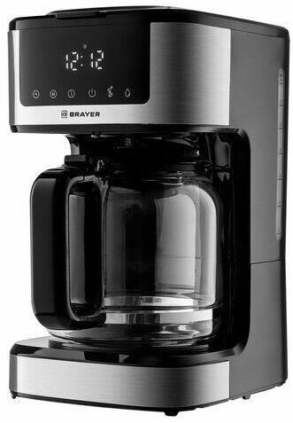 Кофеварка капельная BRAYER BR1124, 900 Вт, объем 1,8 л, LED-дисплей, поддержание температуры, черная