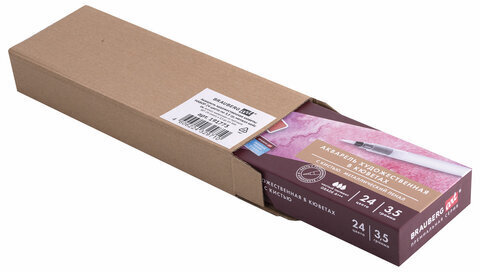 Акварель художественная кюветы НАБОР 24 цвета по 3,5 г, металлический кейс, BRAUBERG ART PREMIERE, 191773