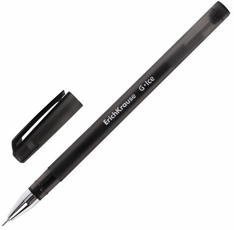 Ручка гелевая ERICH KRAUSE "G-Ice", ЧЕРНАЯ, корпус прозрачный, игольчатый узел 0,5 мм, линия письма 0,4 мм, 39004