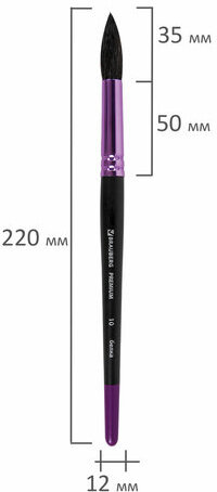 Кисть белка, круглая № 10, BRAUBERG PREMIUM, 200979