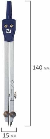 Готовальня BRAUBERG "Student Oxford", 5 предметов: циркуль 140 мм, 2 вставки, держатель, грифель, 210337