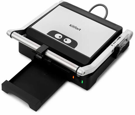 Электрогриль KITFORT КТ-1633, 1800 Вт, съемные панели, регулировка температуры, серебро/черный