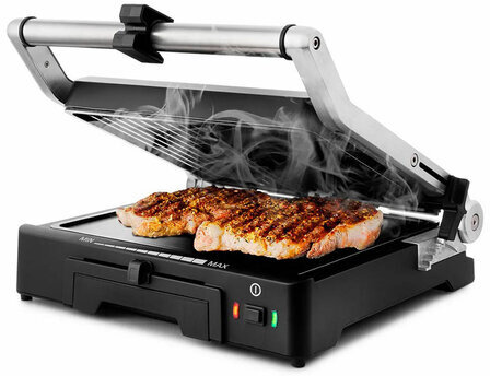 Электрогриль KITFORT КТ-1633, 1800 Вт, съемные панели, регулировка температуры, серебро/черный