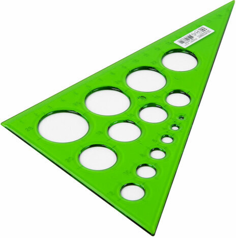 Треугольник пластиковый 30х19 см, ПИФАГОР, с окружностями, прозрачный, тонированный, 210793