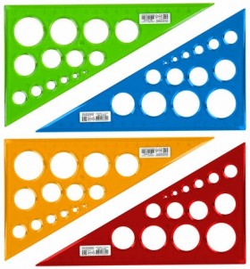 Треугольник пластиковый 30х19 см, ПИФАГОР, с окружностями, прозрачный, тонированный, 210793