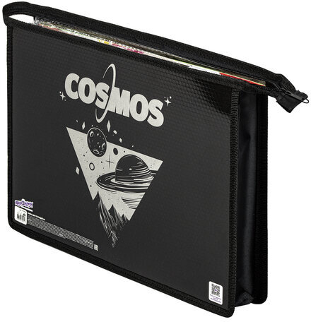 Папка для тетрадей ЮНЛАНДИЯ А4, 1 отделение, картон/пластик, конгрев, на молнии, "COSMOS", 271446