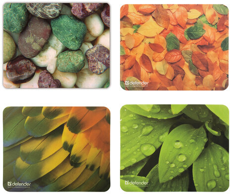 Коврик для мыши DEFENDER Sticker, полипропилен+защитная пленка, 220x180x0,4 мм, 8 видов, 50405