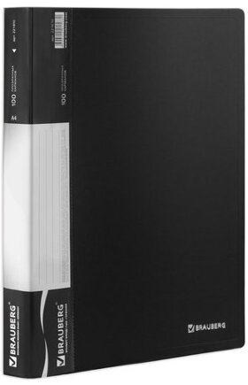 Папка 100 вкладышей BRAUBERG стандарт, черная, 0,9 мм, 221610