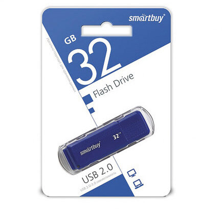 Флеш-диск 32 GB, SMARTBUY Dock, USB 2.0, синий, SB32GBDK-B