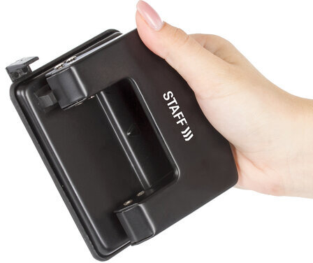 Дырокол STAFF "Manager", металлический средний, до 20 листов, черный, 224649