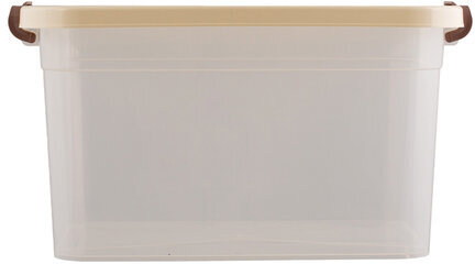 Ящик-контейнер 10 л с КРЫШКОЙ НА ЗАЩЕЛКАХ И РУЧКОЙ, 19х35х23 см, пластик, цвет прозрачный/бежевый, 810, 438100065