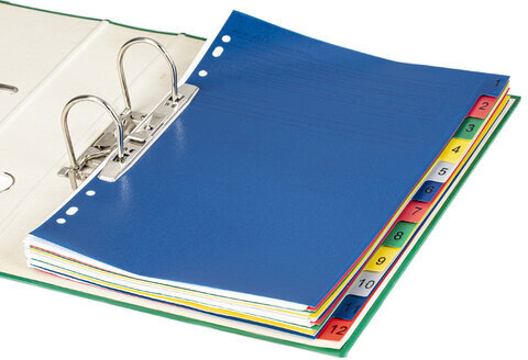 Разделитель пластиковый BRAUBERG, А4, 12 листов, цифровой 1-12, оглавление, цветной, РОССИЯ, 225610