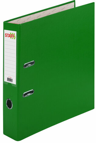 Папка-регистратор STAFF "Manager" с покрытием из ПВХ, 70 мм, без уголка, зеленая, 225981