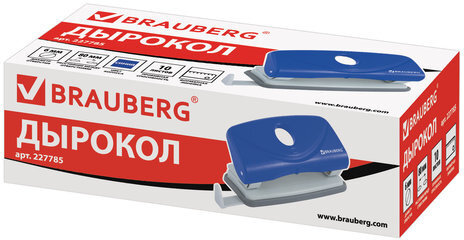 Дырокол BRAUBERG "Original", до 10 листов, синий, 227785