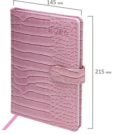 Еженедельник датированный 2026 А5 145х215 мм, BRAUBERG "Party", под кожу, коралловый, 117178