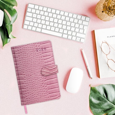 Еженедельник датированный 2026 А5 145х215 мм, BRAUBERG "Party", под кожу, коралловый, 117178