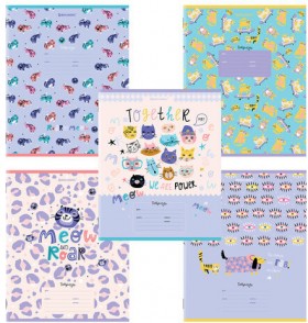 Тетрадь 12 л. BRAUBERG, клетка, обложка картон, "ЗВЕРЯТА", 106464