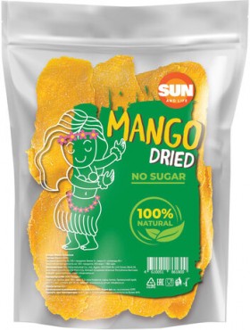 Манго натуральное без сахара SUN AND LIFE сушеное, 500 г, пакет, 4610051861800