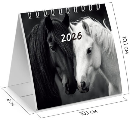 Календарь-домик настольный на гребне, 2026 г., BRAUBERG, 101х101 мм, "Символ 2026", 117278