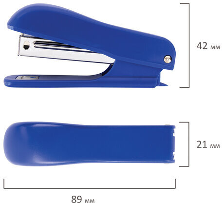 Степлер №10 STAFF "Basic", до 12 листов, с антистеплером, синий, 228738