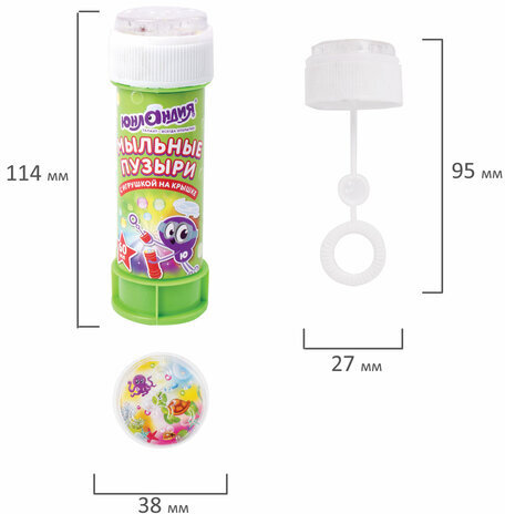 Мыльные пузыри ЮНЛАНДИЯ, 60 мл, с игрушкой на крышке, 591092