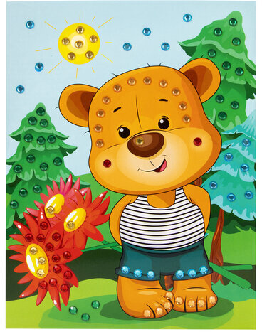 Набор для творчества "Аппликация из страз самоклеящаяся", "Медвежонок", 20х15 см, ЮНЛАНДИЯ, 662375