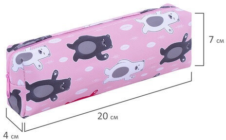 Пенал-косметичка ПИФАГОР, мягкий, "BEAR", прямоугольный, 20х7х4 см, 229266