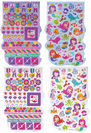 Альбом со сверкающими наклейками "Русалки", 4 листа, более 250 шт., склейка, ЮНЛАНДИЯ, 662697