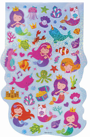 Альбом со сверкающими наклейками "Русалки", 4 листа, более 250 шт., склейка, ЮНЛАНДИЯ, 662697